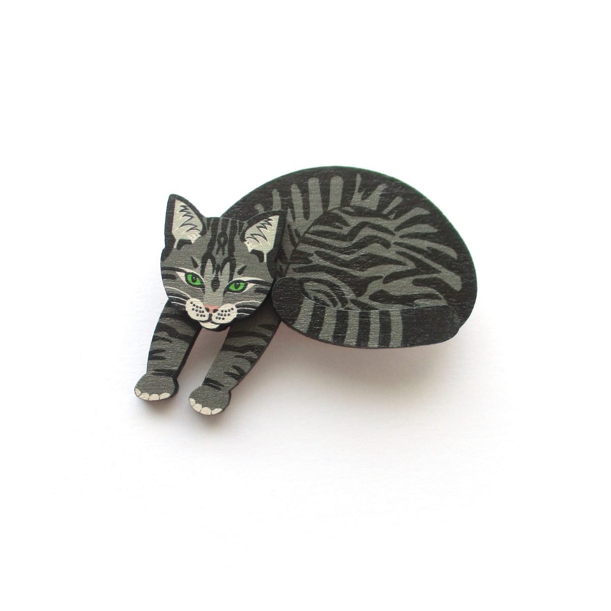 sleeping tabby cat brooch 1