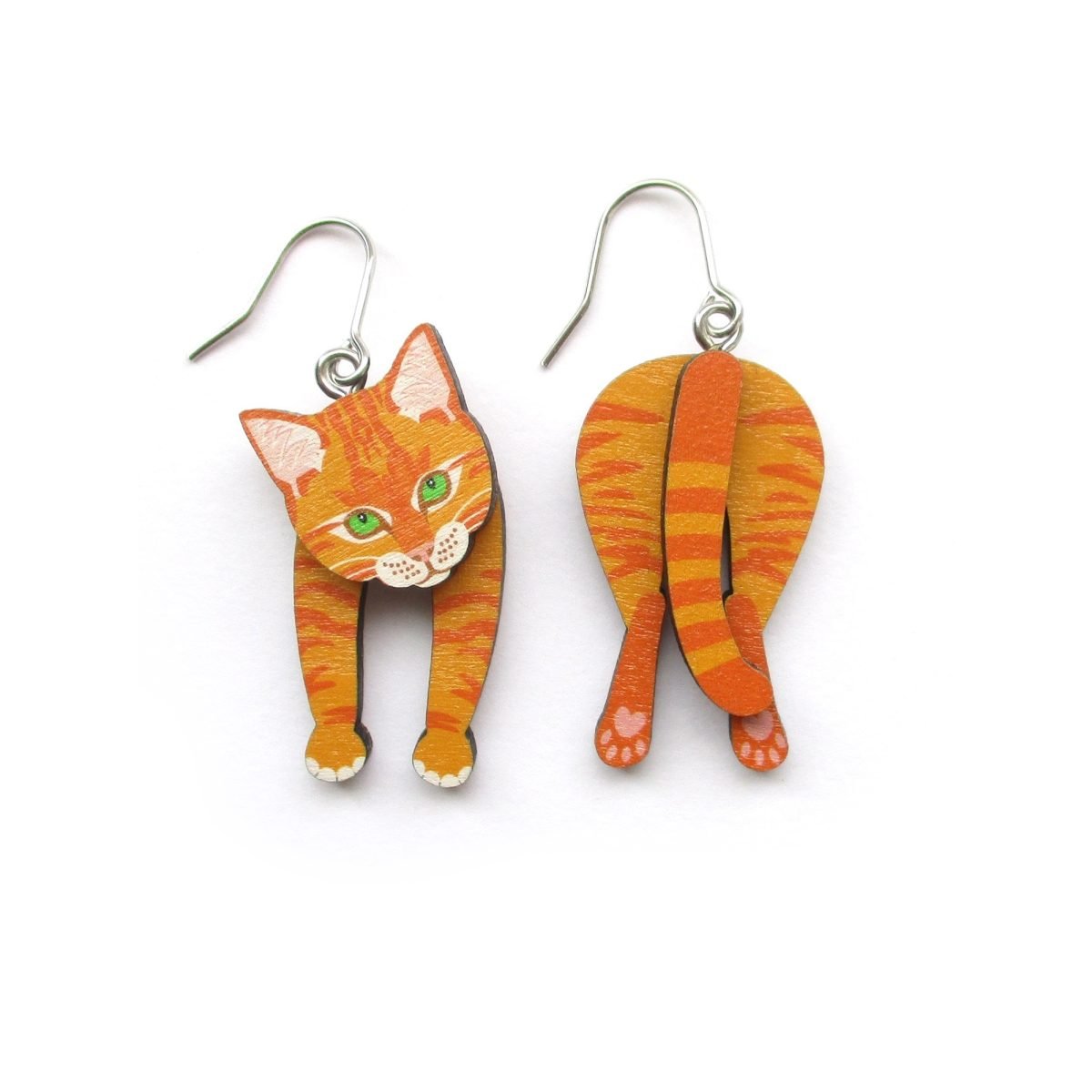 ginger cat head and tail earrings 2