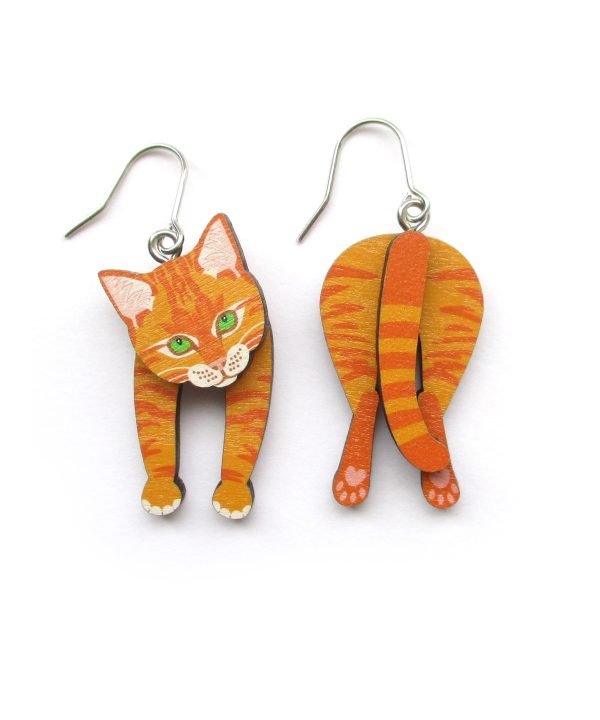 ginger cat head and tail earrings 2