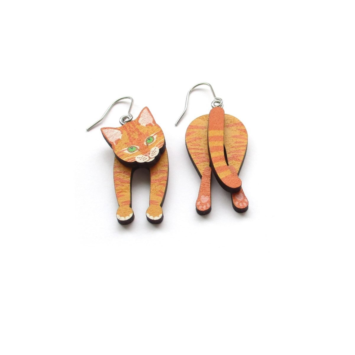 ginger cat head and tail earrings 3