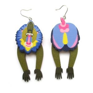 mandrill baboon head and tail earrings 2