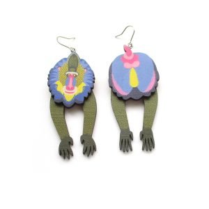 mandrill baboon head and tail earrings 3