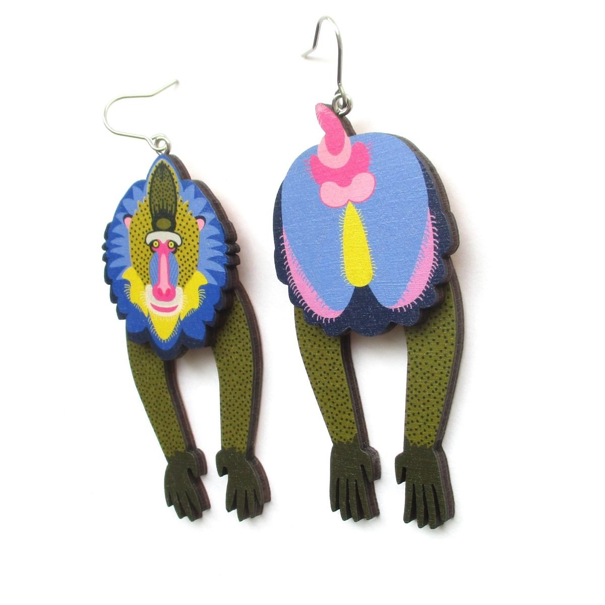 mandrill baboon head and tail earrings 5