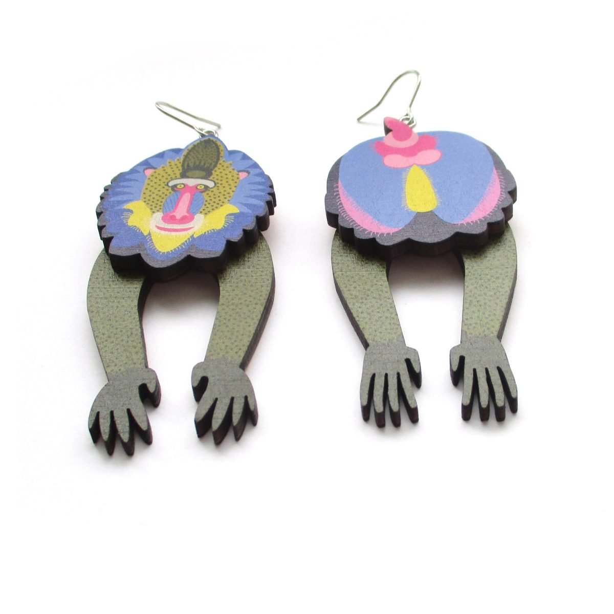 mandrill baboon head and tail earrings 6