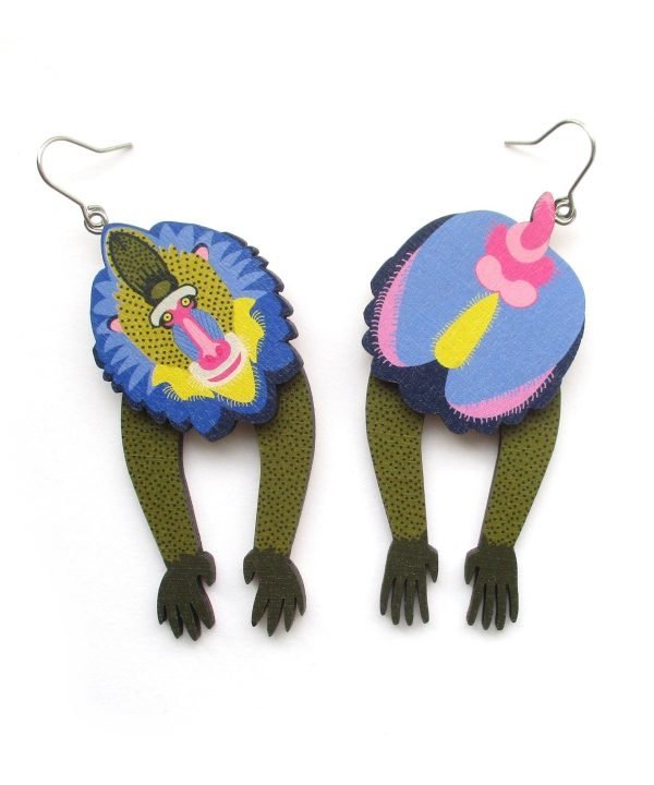 mandrill baboon head and tail earrings 7