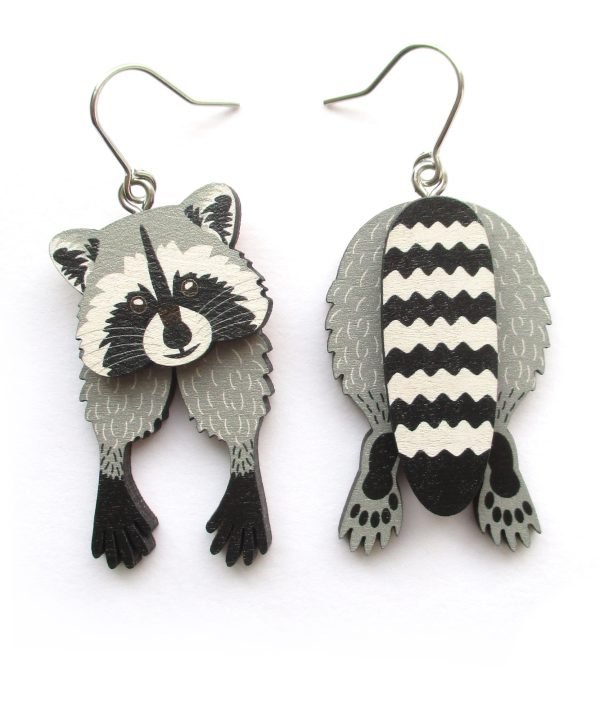 raccoon head and tail earrings 2