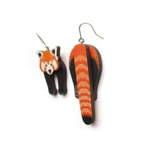 red panda head and tail earrings 1