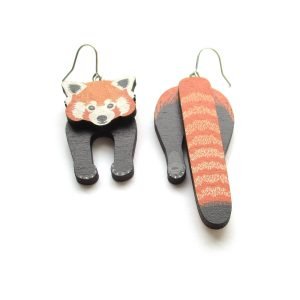 red panda head and tail earrings 2