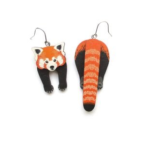 red panda head and tail earrings 3