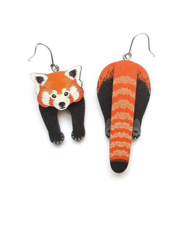 red panda head and tail earrings 3