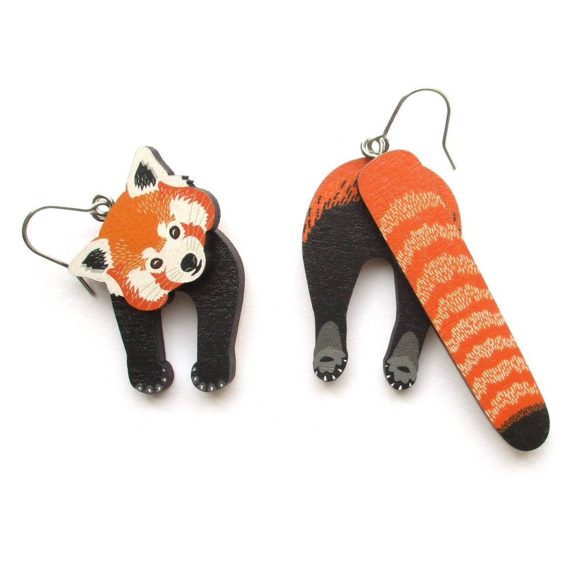 red panda head and tail earrings 4