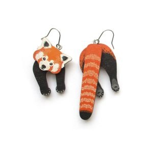 red panda head and tail earrings 5