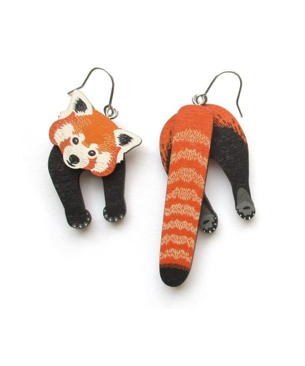 red panda head and tail earrings 5