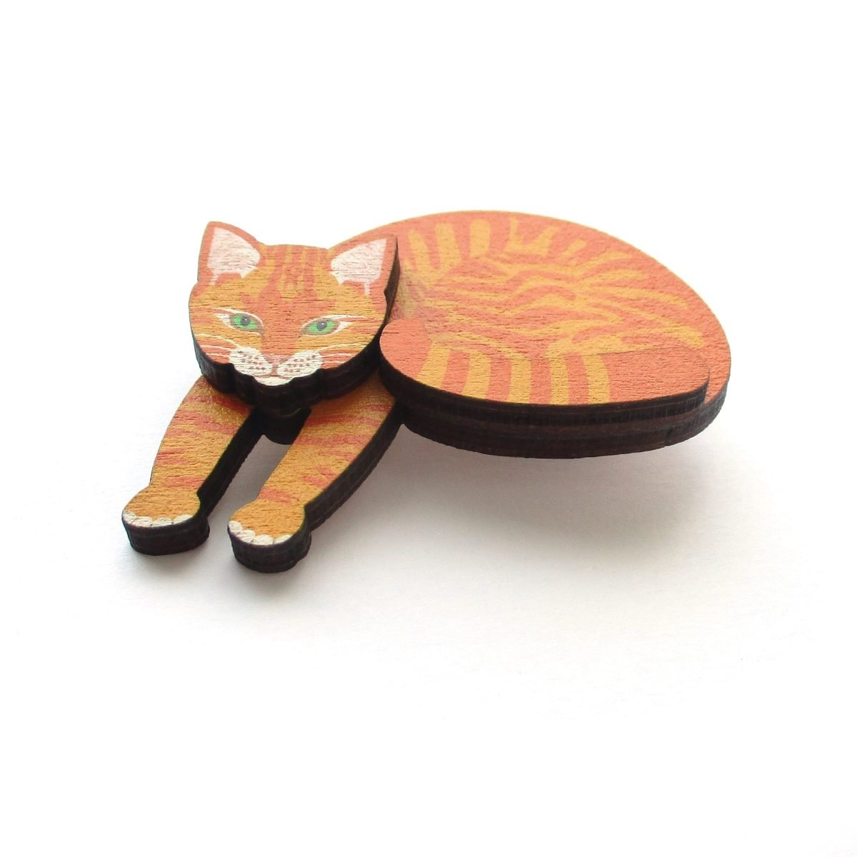 sleeping ginger cat brooch 2