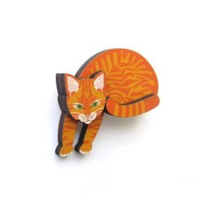 sleeping ginger cat brooch 3