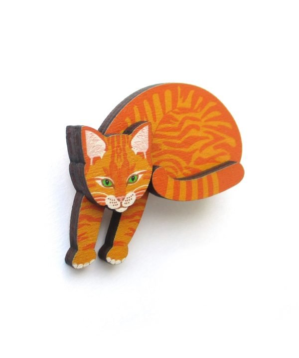 sleeping ginger cat brooch 3