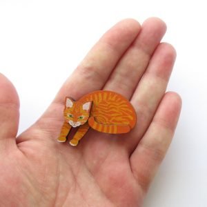 sleeping ginger cat brooch 7