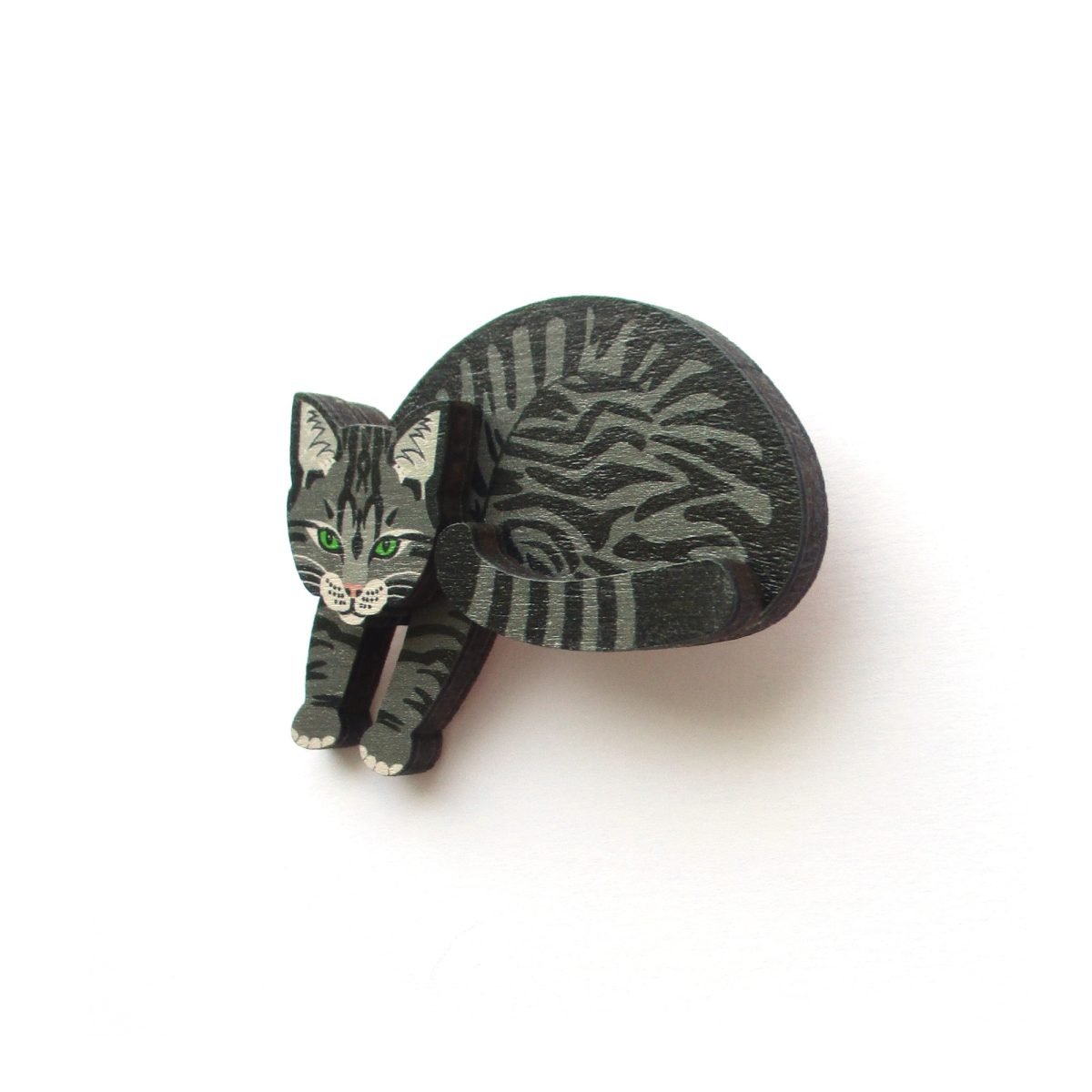 sleeping tabby cat brooch 2