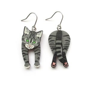 tabby cat head and tail earrings 3