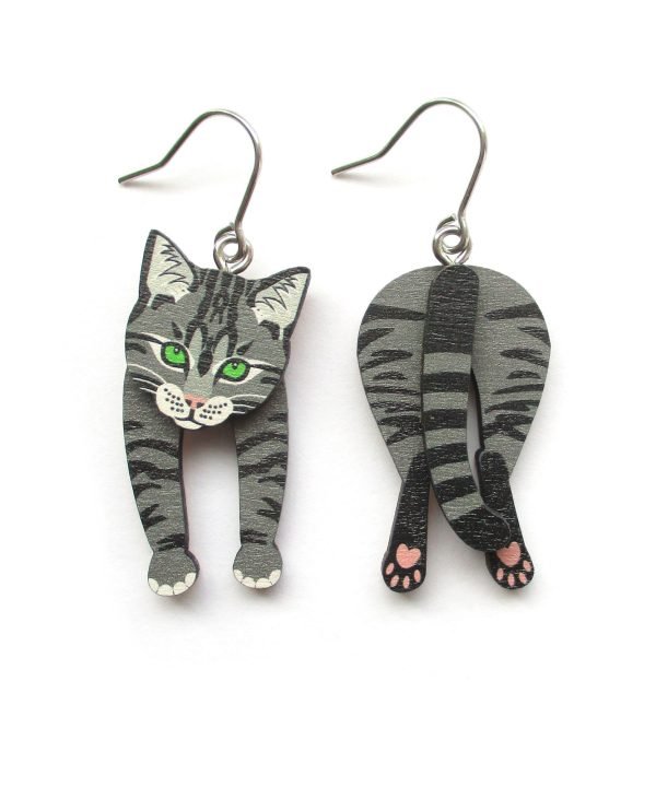 tabby cat head and tail earrings 3