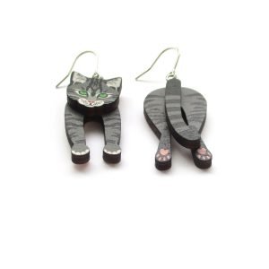 tabby cat head and tail earrings 4