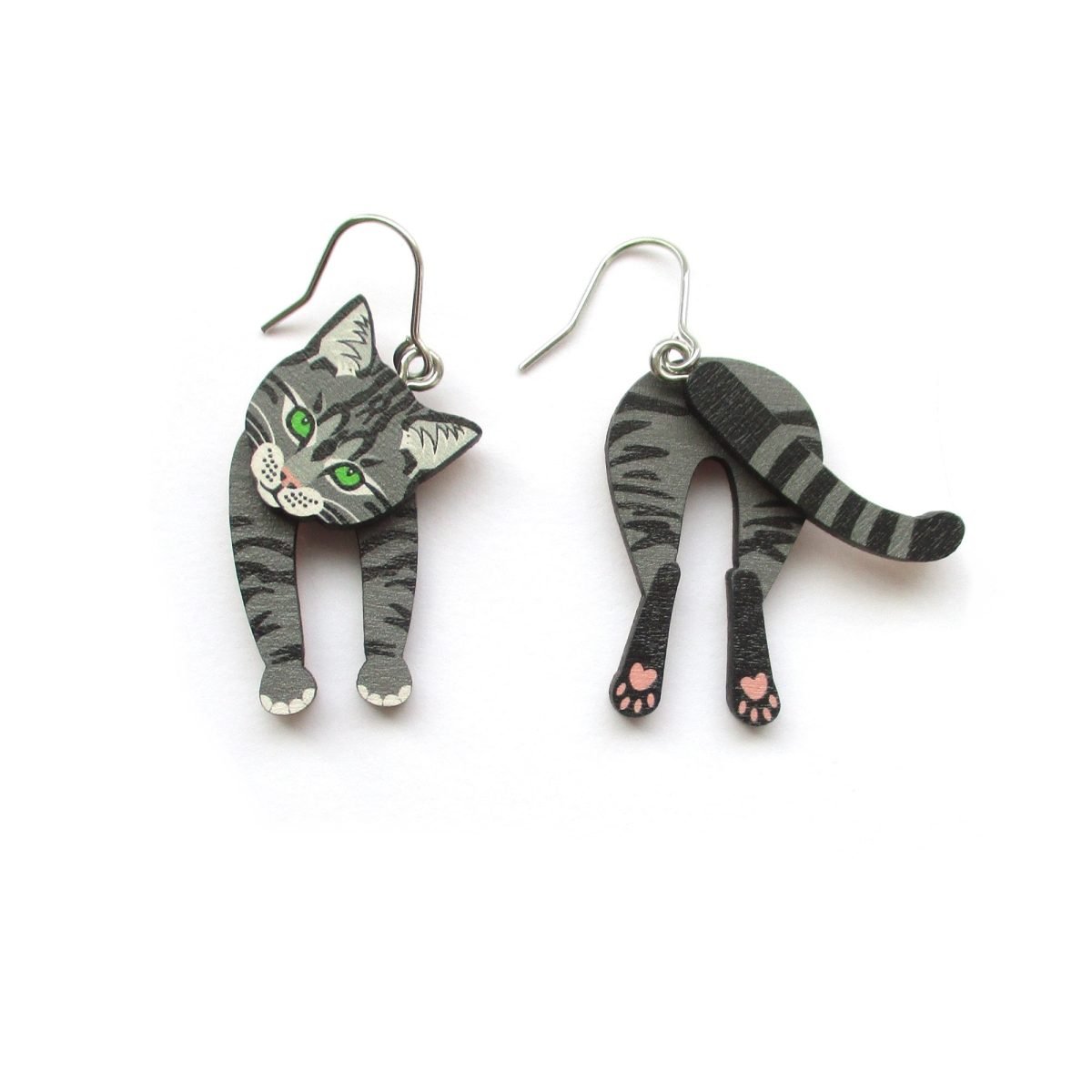 tabby cat head and tail earrings 6