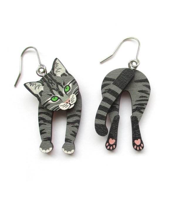 tabby cat head and tail earrings 7