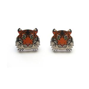 Tiger head stud earrings