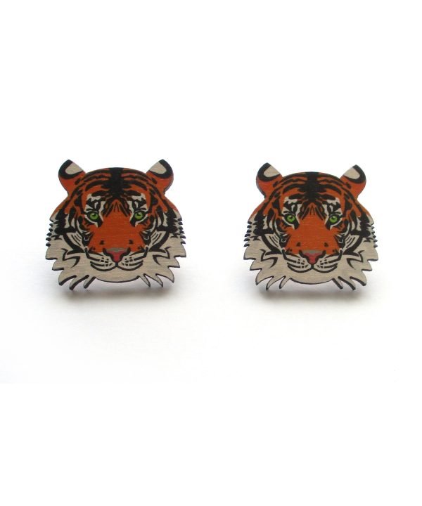 Tiger head stud earrings